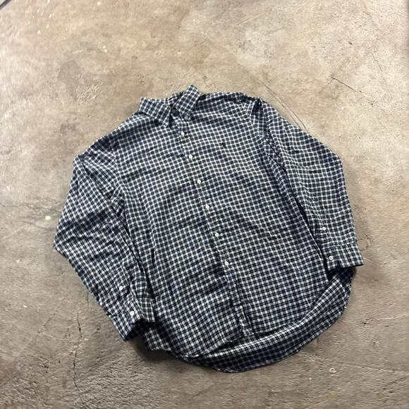 Y2K Blue And White Plaid Ralph Lauren Mini Logo Longsleeve Button Down Shirt - Picture 4 of 8